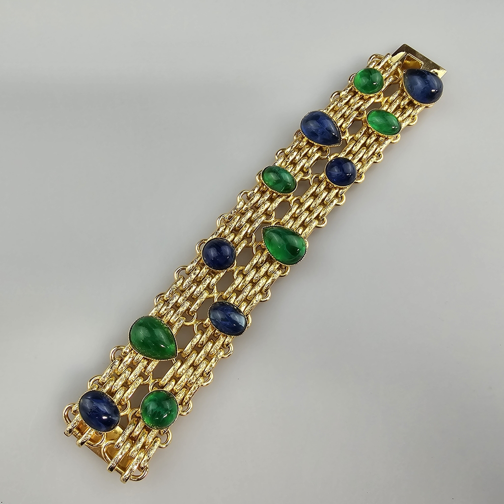 Großes DIOR Vintage-Armband - Christian Dior, Metall goldfarben, zweireihiges Armband mit versetzt - Image 2 of 6