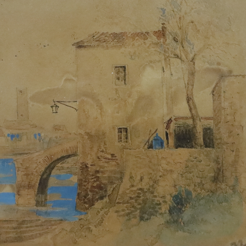 Achenbach, Oswald (1827-1905, zugeschrieben) - "Osteria dei pescatori", 1872, Aquarell, unten recht - Image 3 of 8