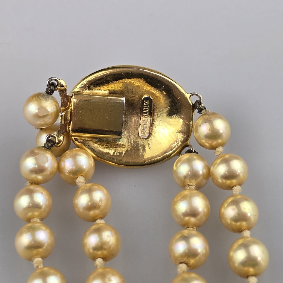 Vintage-Perlencollier - Vogue Bijoux / Italien, 2-strängig mit goldfarbenen Kunstperlen mit schönem - Image 6 of 6