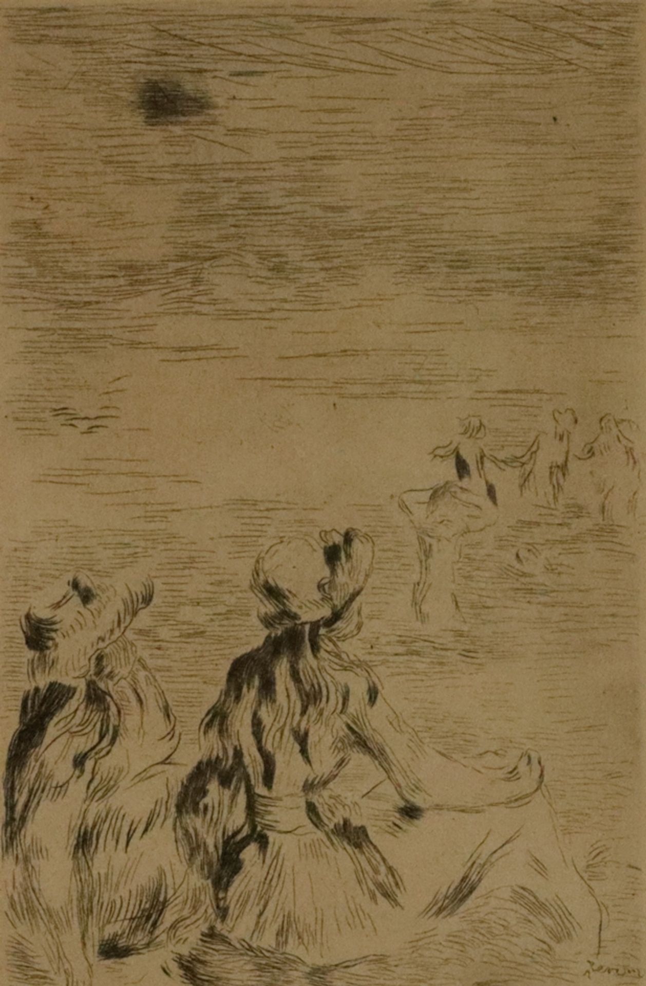 Renoir, Pierre-Auguste (1841 Limoges - 1919 Cagnes-sur-Mer) - " Sur la plage, à Berneval“, Radierun