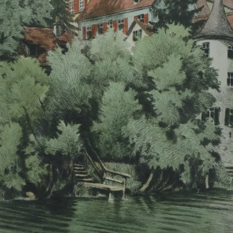 Bach, Reinhold (1880-1950) - Tübingen: Blick über den Neckar auf Hölderlinturm, Alte Aula und den T - Image 4 of 5