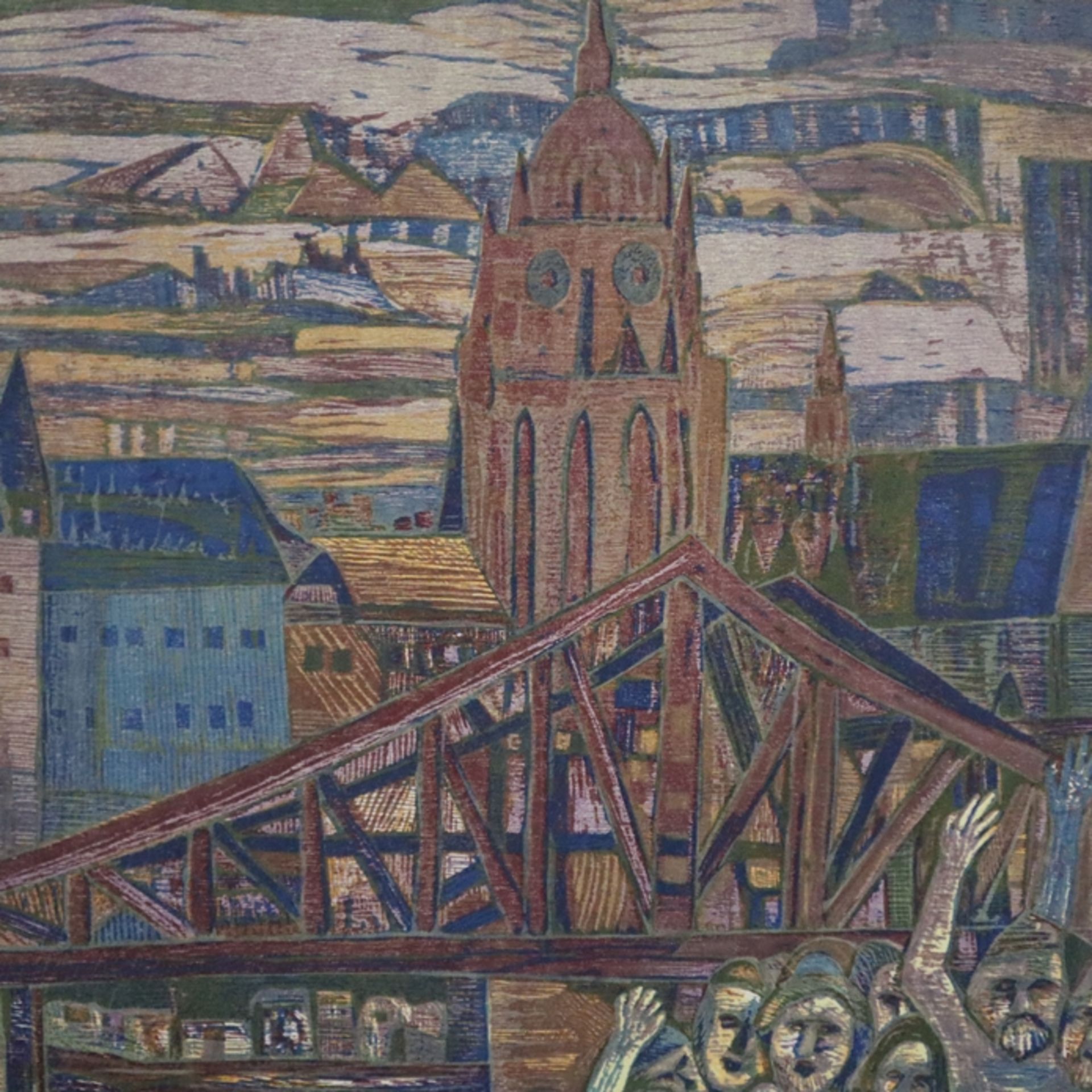 Fekete, Esteban (1924-2009 Dieburg) - Ansicht von Frankfurt, Farbholzschnitt, in Blei signiert "Fek - Bild 4 aus 6