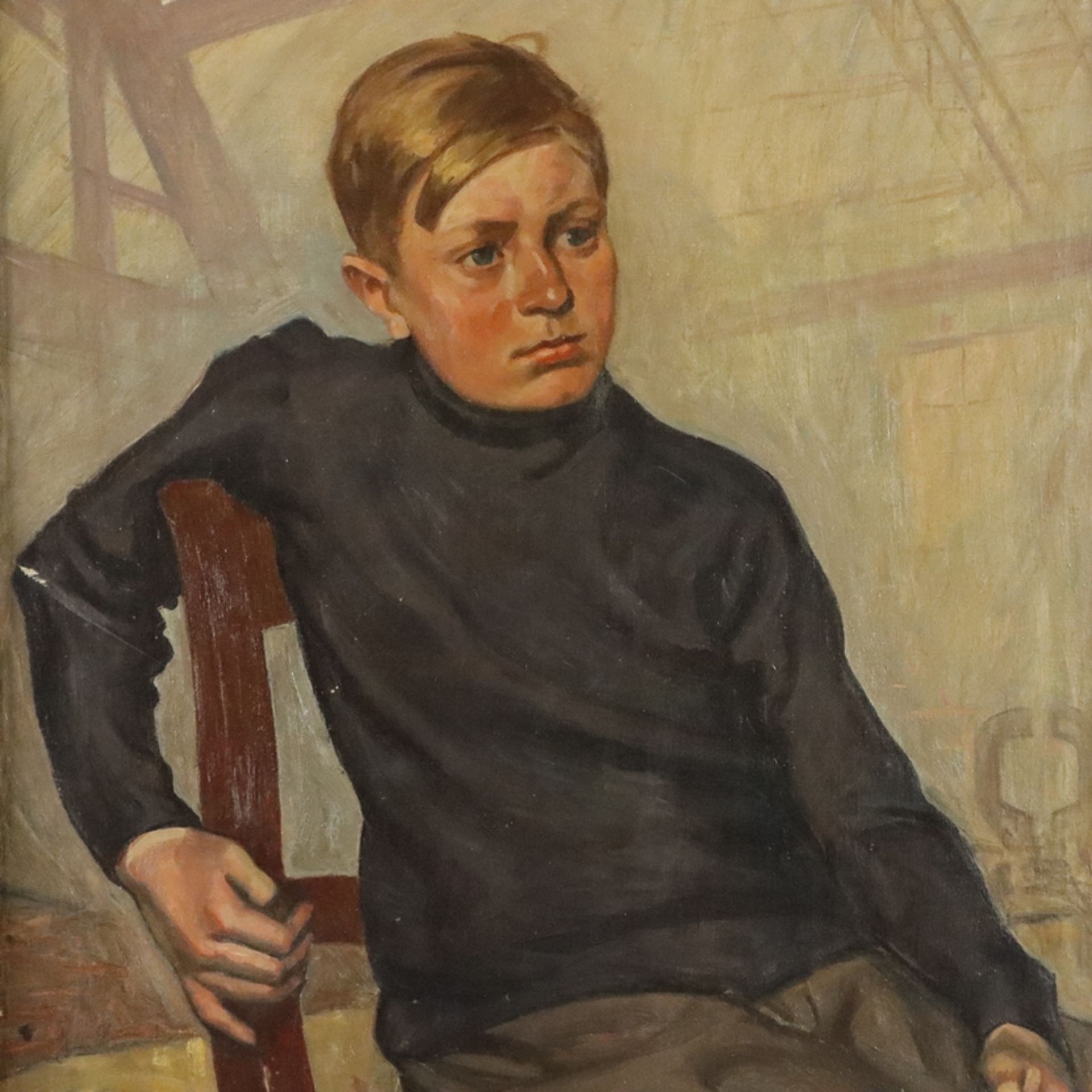 Monogrammist "AR" (tätig 1. Hälfte 20. Jh.) - Jungenportrait, 1926, Öl auf Leinwand, unten links mo - Image 4 of 12