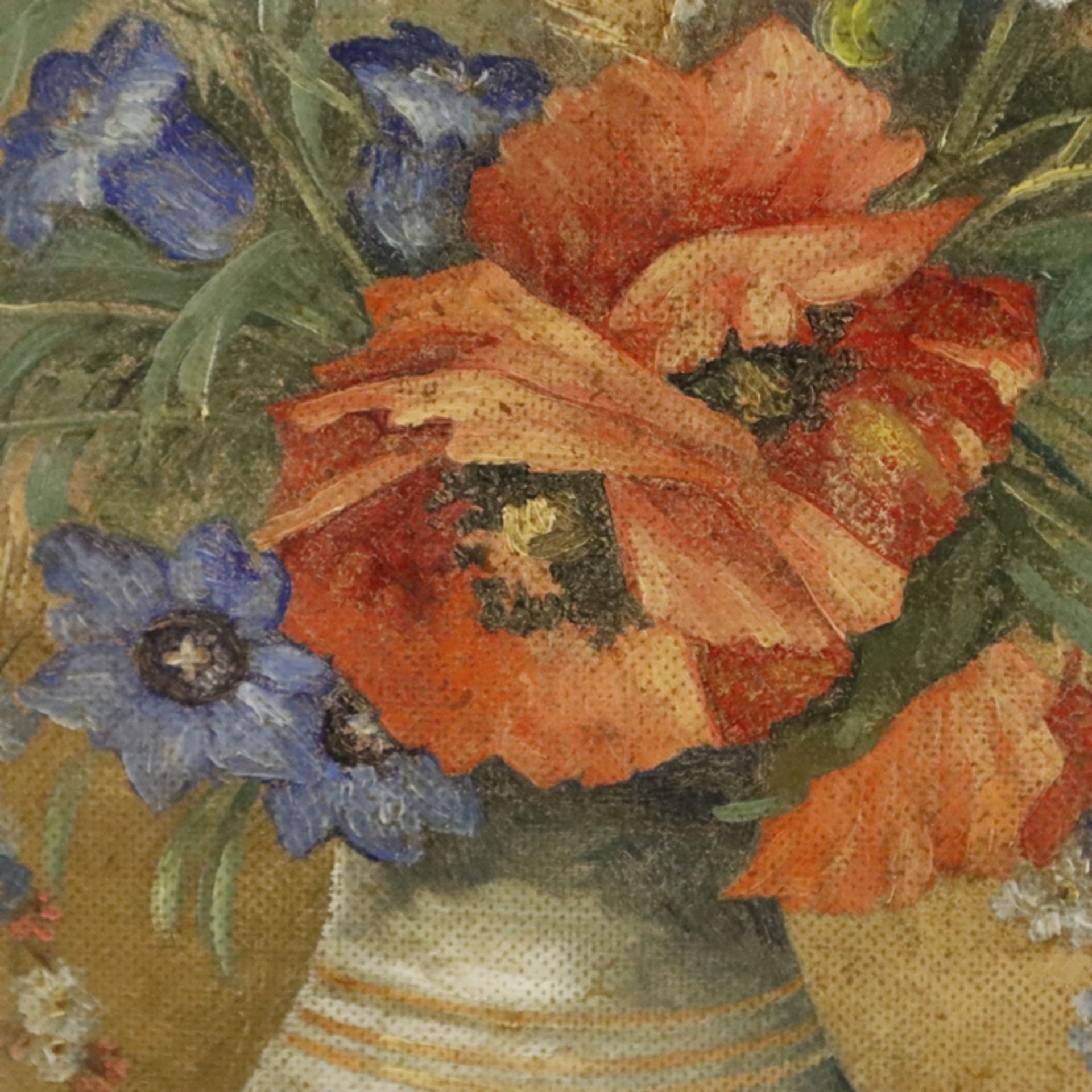 Piva, Franz - 1. H. 20. Jh.- Feldblumen in Vase, rechts unten signiert, Tondo: 70 x 70,5 cm, verso - Bild 4 aus 9