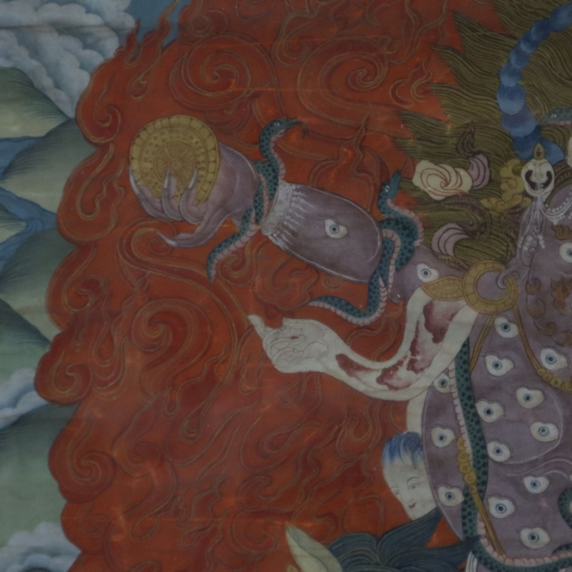 Thangka des Digpa Tsara Ru-chan srin (auch Dig-ra Ru chan-srin) - Tibet, nach 1900, Gouache und Gol - Image 5 of 10