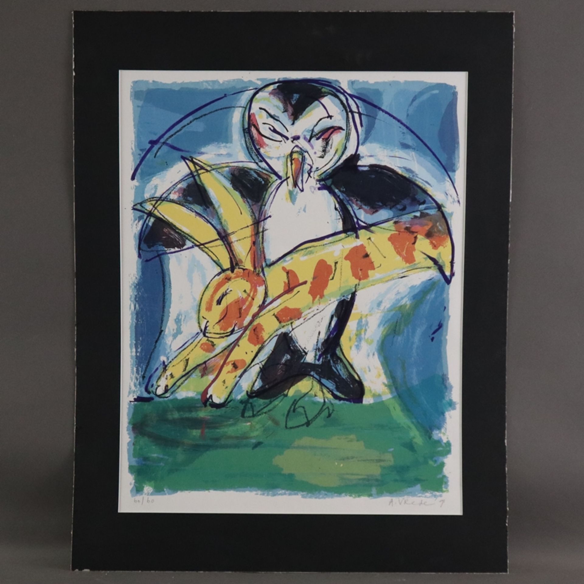 Vrede, Anton (*1953) - Pinguin und Hase, 1991, Farblithografie, unten rechts mit Bleistift signiert - Bild 2 aus 6