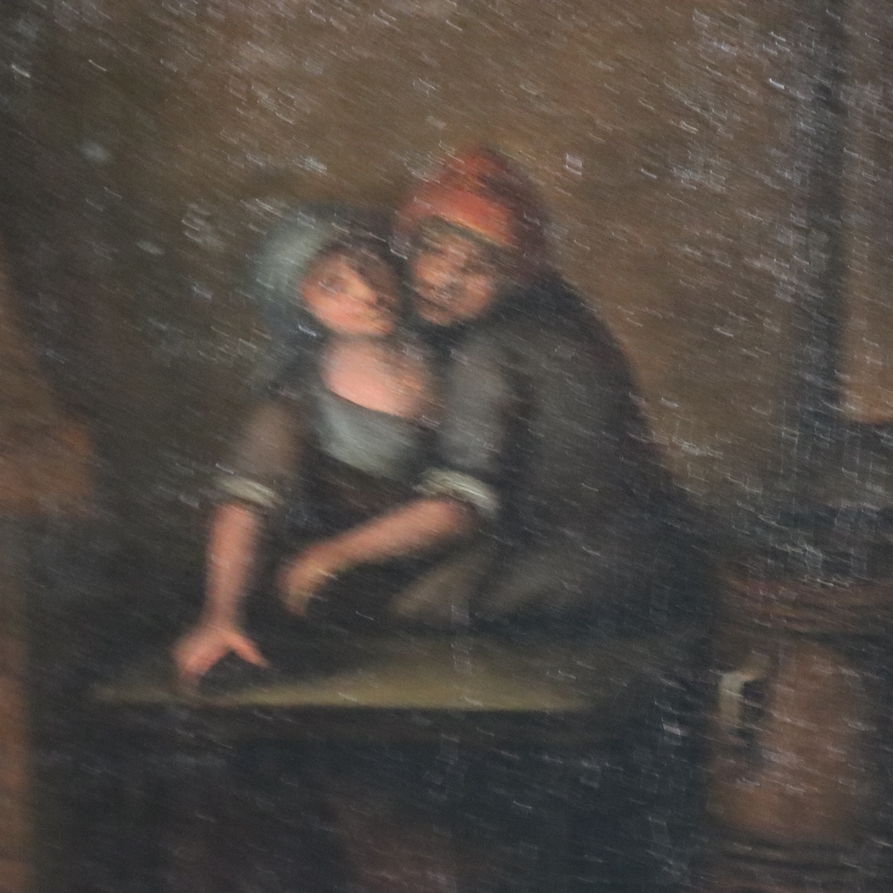 Flämische Schule des 18. Jahrhunderts / Genremaler -- Kücheninterieur mit bäuerlichem Paar beim Têt - Image 4 of 12