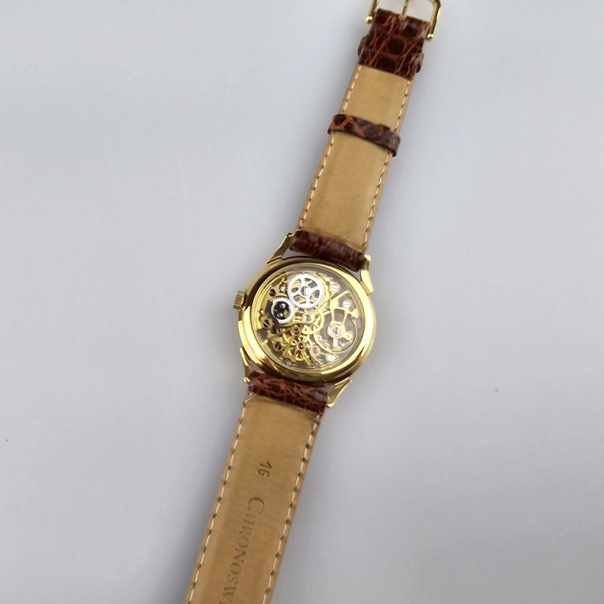 Damenarmbanduhr - Chronoswiss von Alfred Rochat & Fils, Schweiz um 1980, vergoldetes Gehäuse, skele - Image 4 of 4