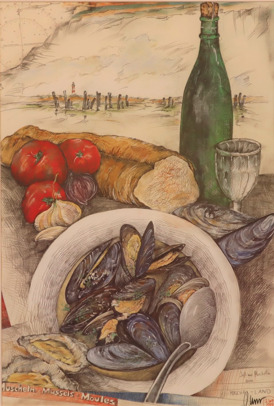West, Ole (geb. 1953) - "Lass uns Muscheln essen", Farboffsetdruck auf Papier, unten rechts handsig