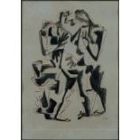 Zadkine, Ossip (1890 Witebsk - 1967 Paris) - Zwei Figuren, Radierung in Schwarz und Rot, in der Pla