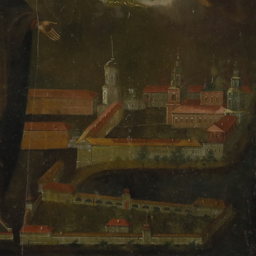 Kloster-Ikone mit dem Heiligen Klostergründer Nil Stolbenskij - westrussisch, um 1800, Eitempera au - Image 10 of 18