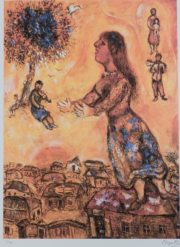 Chagall, Marc (1887 Witebsk - 1985 St. Paul de Vence, nach) - "Arbre et maisons", Farboffsetlithogr