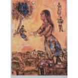 Chagall, Marc (1887 Witebsk - 1985 St. Paul de Vence, nach) - "Arbre et maisons", Farboffsetlithogr