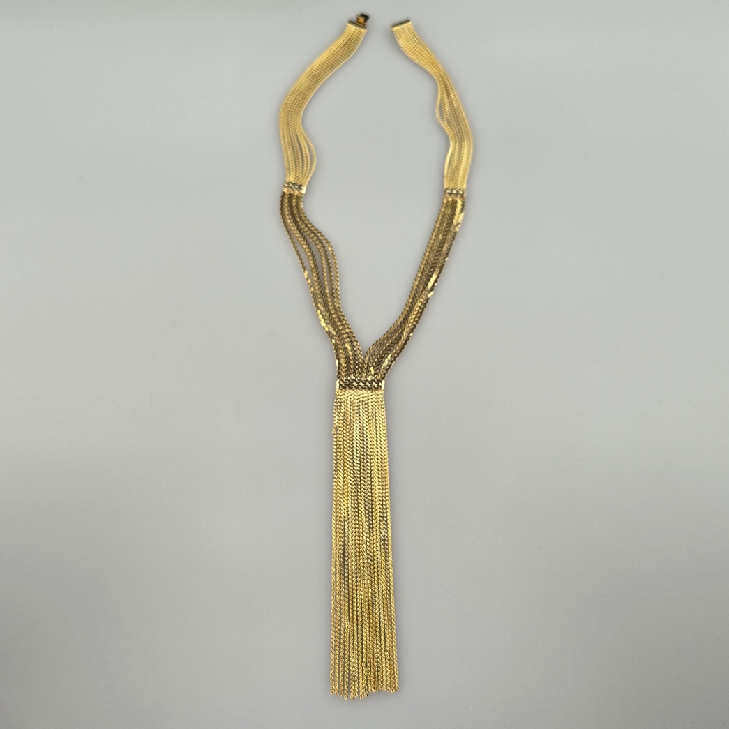 Vintage-Collier - vergoldetes Metall, glanzpoliert, flache schmale Gliederketten in unterschiedlich - Image 3 of 6
