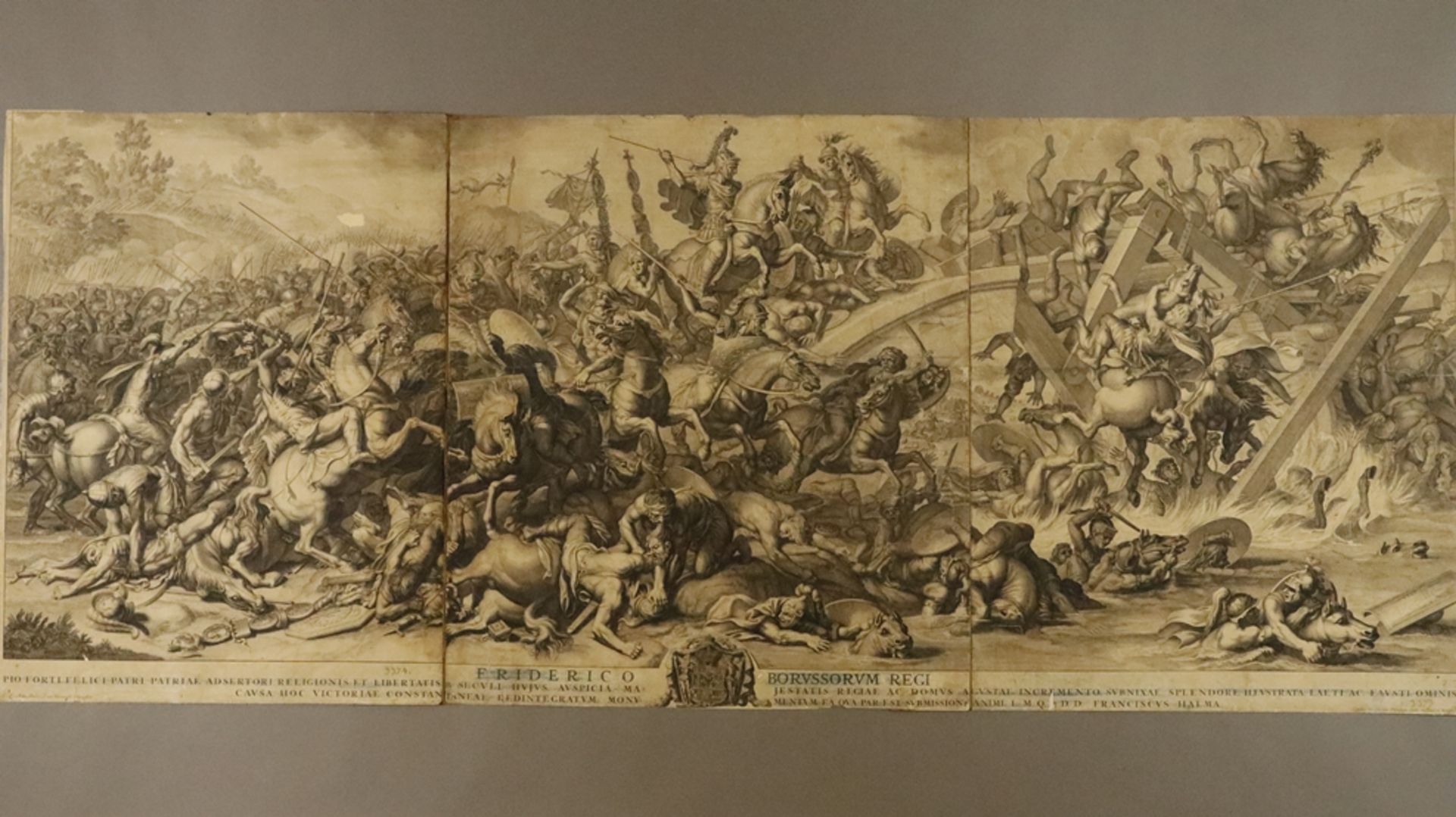 Audran, Gerard: (1640 Lyon - Paris 1703) - Leporello mit drei Schlachtenszenen nach Charles Le Brun