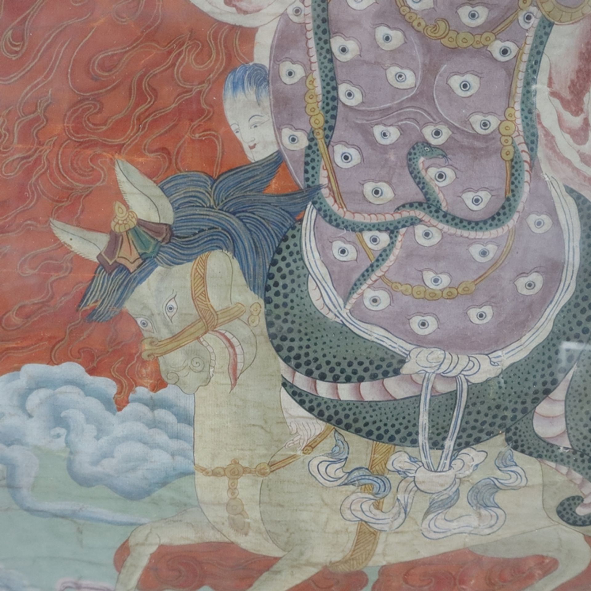 Thangka des Digpa Tsara Ru-chan srin (auch Dig-ra Ru chan-srin) - Tibet, nach 1900, Gouache und Gol - Image 9 of 10
