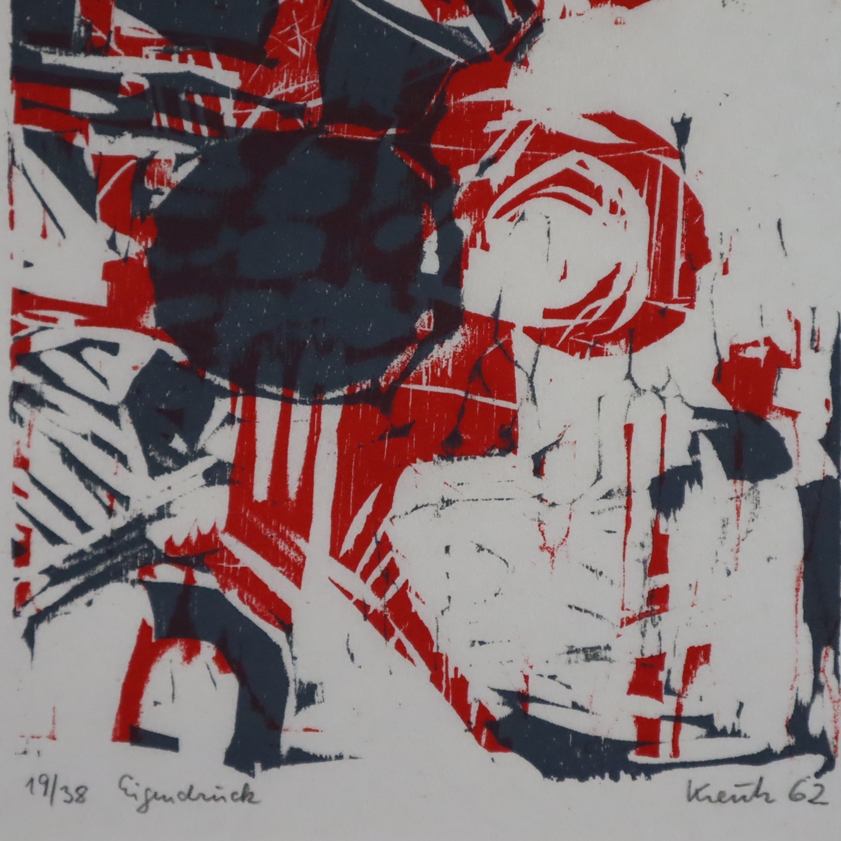 Kreutz, Heinz (1923-2016) - "rot-grau", 1962, Farbholzschnitt auf Japanpapier, unten rechts in Blei - Image 4 of 5