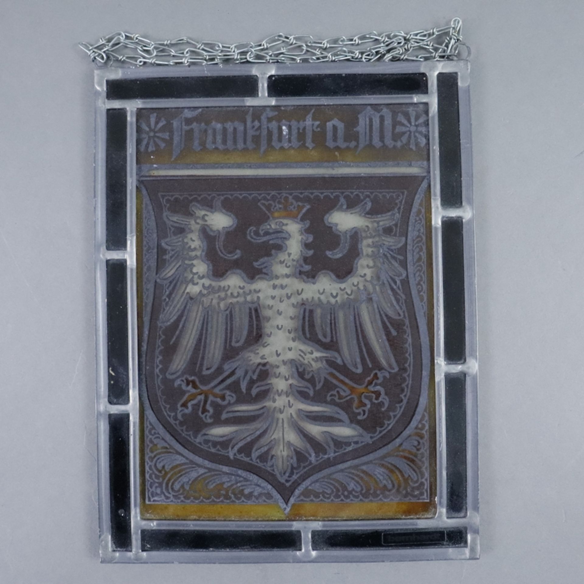 Konvolut Frankfurter Wappenbilder - 20. Jh., 2x Wachsrelief, ca. 25x22cm und 15,5x14,5cm (Randbesch - Image 5 of 6
