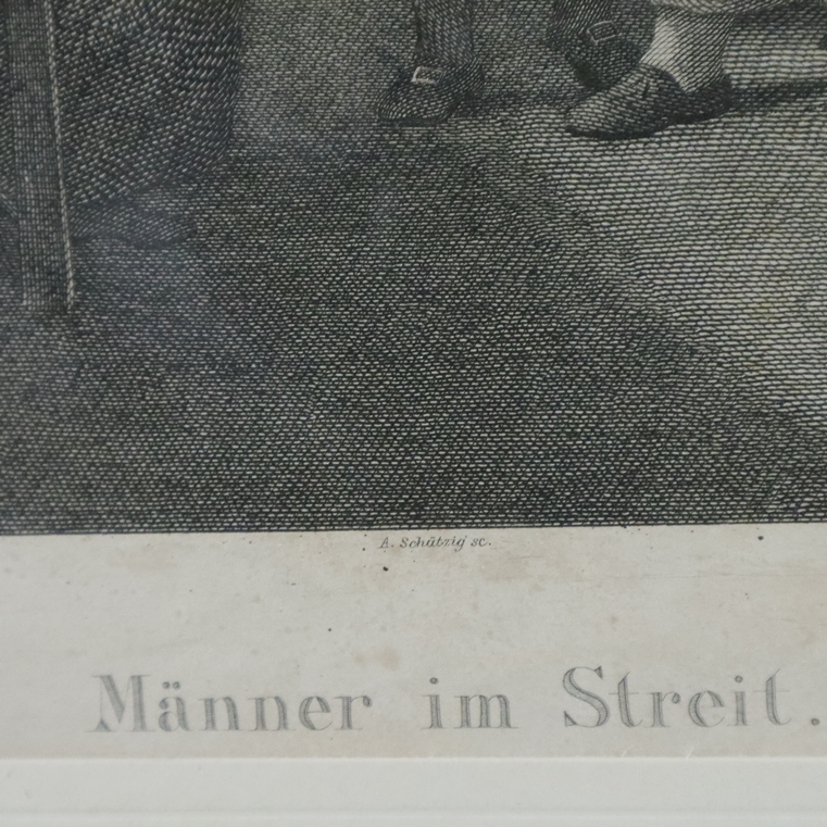 Zwei Stiche „Weiber im Streit“ & „Männer im Streit“ - 1x bezeichnet „A.Schätzig sc“, 19.Jh., teils - Image 9 of 9