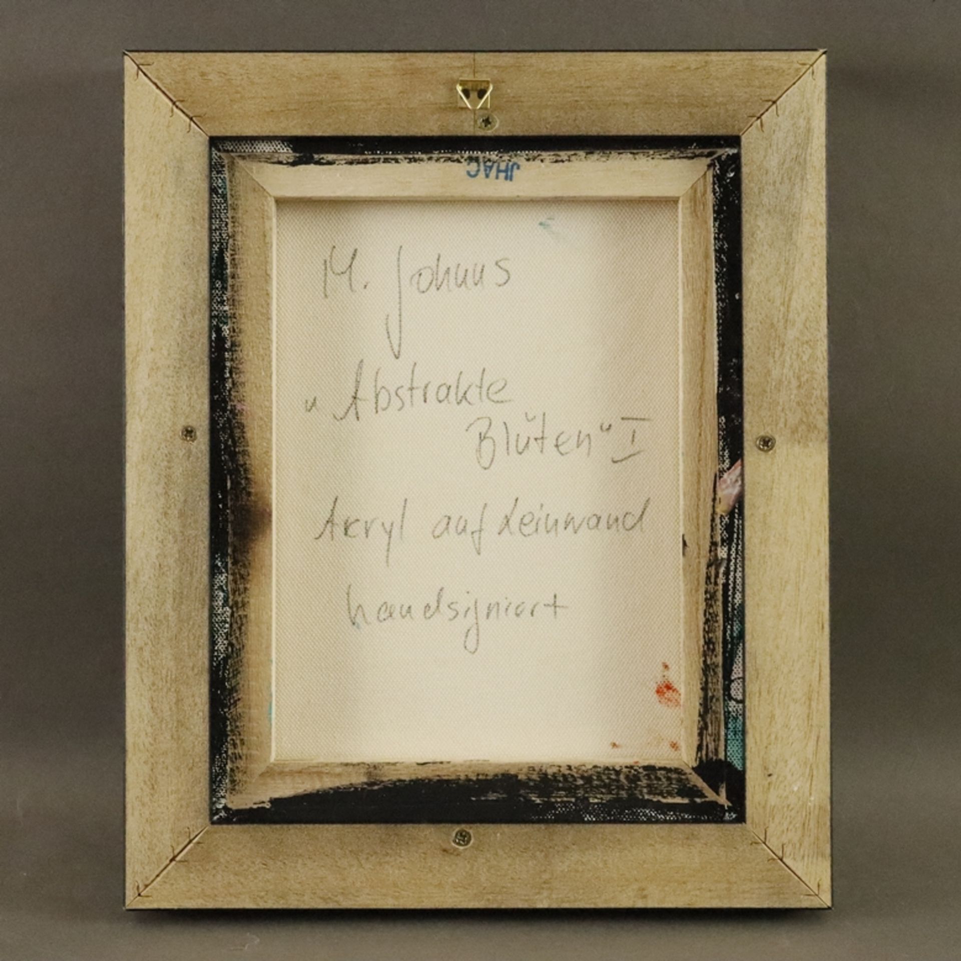Johnns, M. - "Abstrakte Blüten I", Acryl auf Leinwand, unten links handsigniert "M. Johnns", ca. 30 - Bild 5 aus 5
