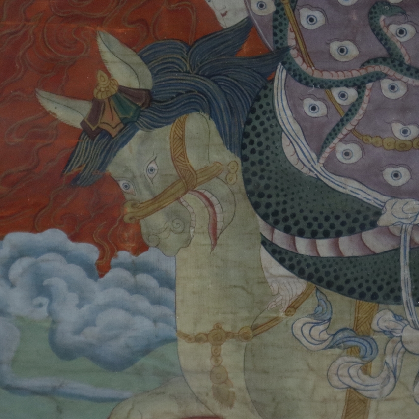 Thangka des Digpa Tsara Ru-chan srin (auch Dig-ra Ru chan-srin) - Tibet, nach 1900, Gouache und Gol - Image 6 of 10