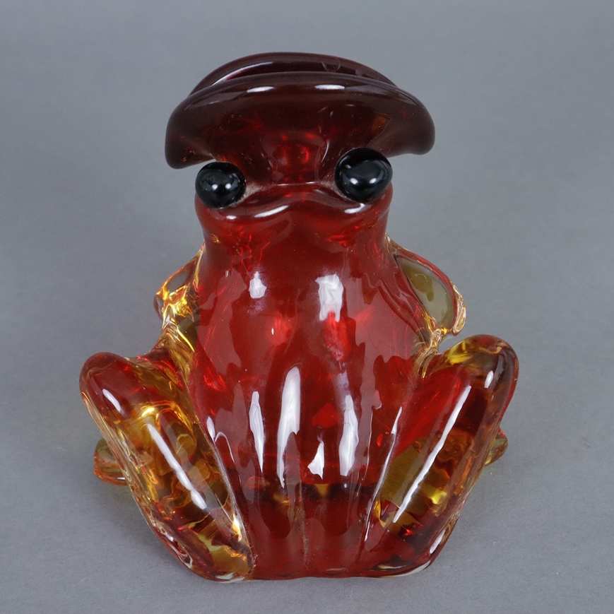 Figürliche Glasvase „Frosch“ - Vase in vollrunder Froschgestalt im Murano-Stil, rotes, gelbes und s - Image 4 of 6