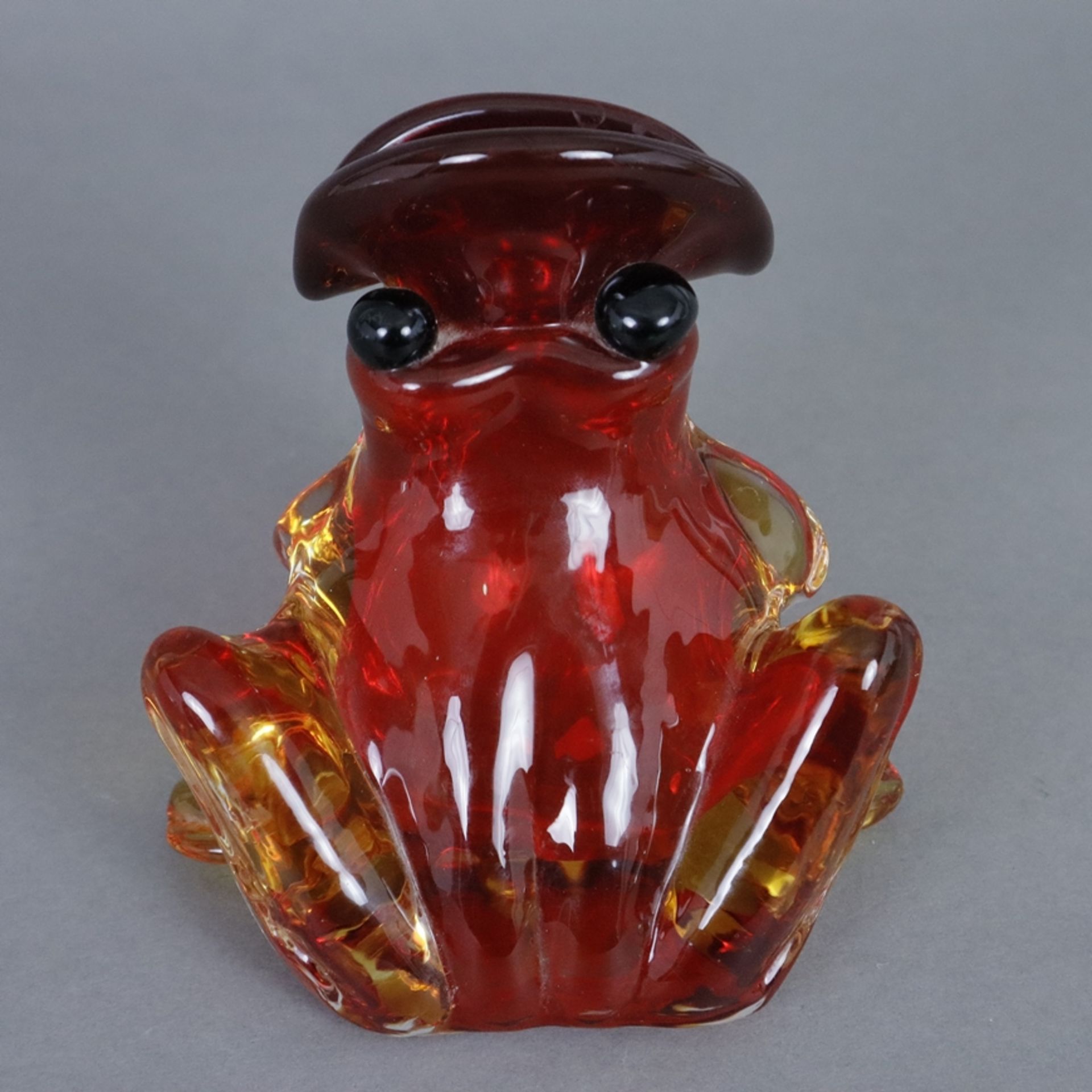 Figürliche Glasvase „Frosch“ - Vase in vollrunder Froschgestalt im Murano-Stil, rotes, gelbes und s - Bild 4 aus 6