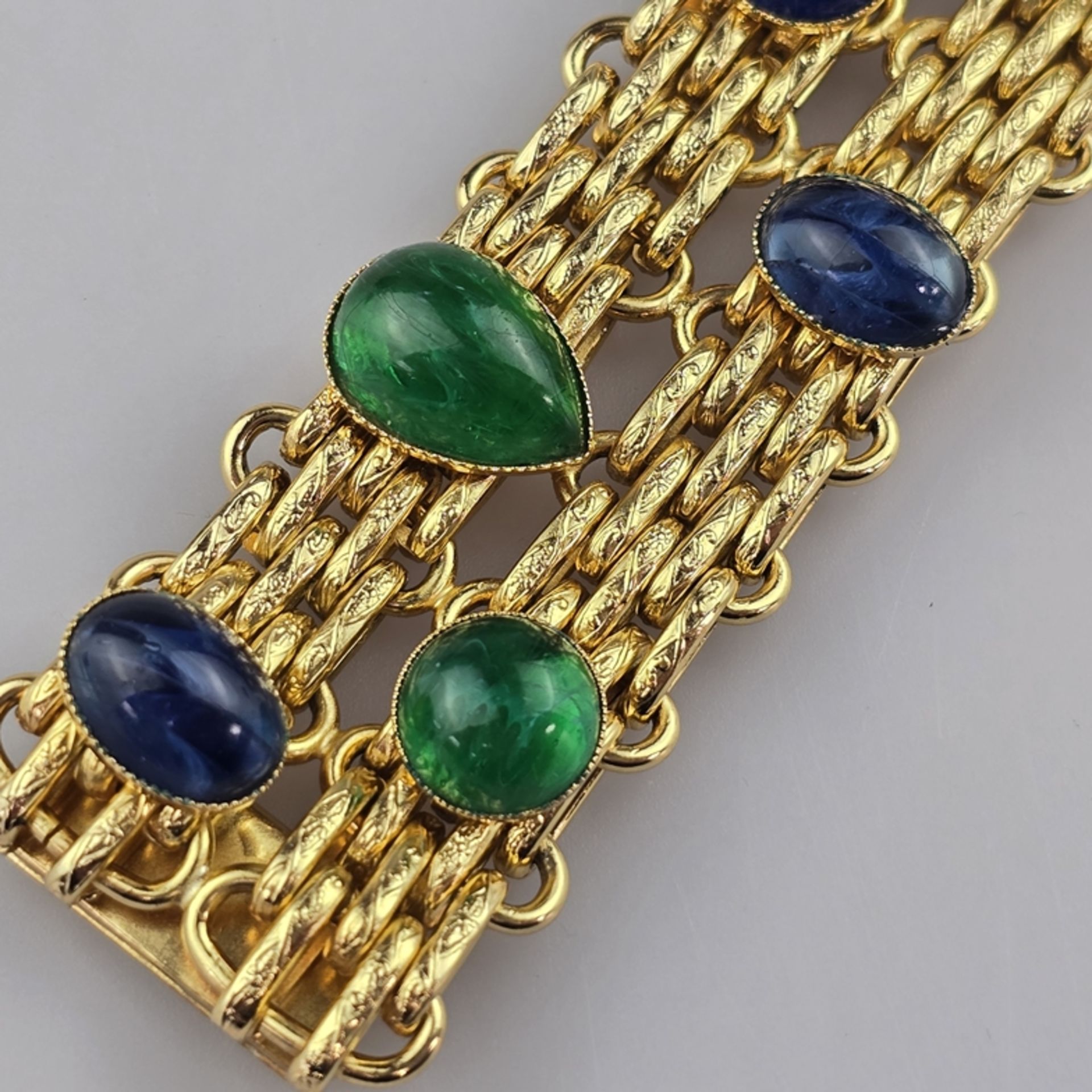 Großes DIOR Vintage-Armband - Christian Dior, Metall goldfarben, zweireihiges Armband mit versetzt  - Bild 3 aus 6