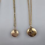 Medaillon an Doppelkette / Anhänger an Kette - alle Gelbgold 585/000 (14K) geprüft, Scheibenanhänge