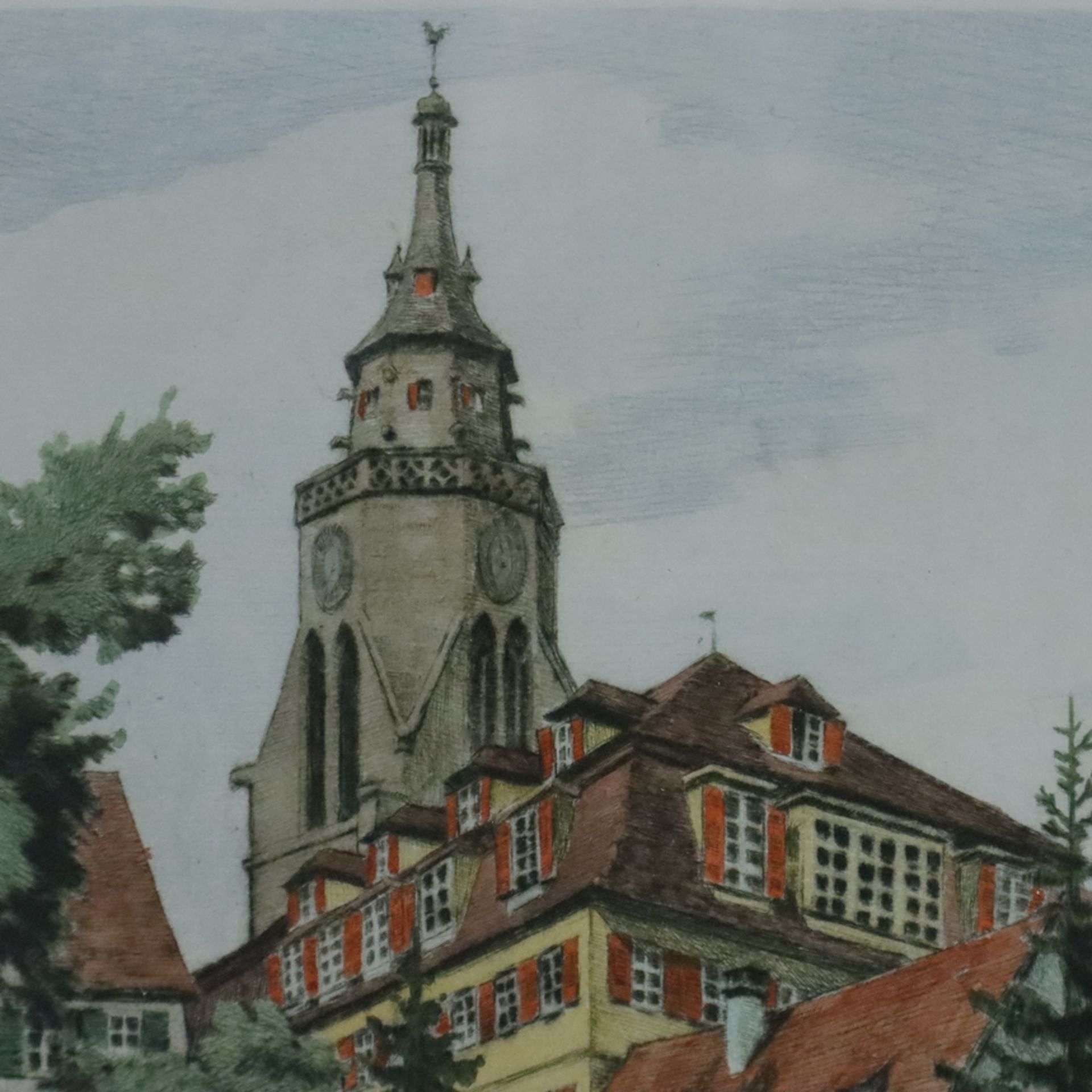 Bach, Reinhold (1880-1950) - Tübingen: Blick über den Neckar auf Hölderlinturm, Alte Aula und den T - Bild 2 aus 5