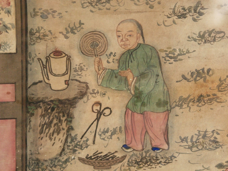 Ahnenbild - Vorfahren einer chinesischen Familie, jeweils zwei (am Tisch) sitzende Ahnenpaare mit i - Image 9 of 9