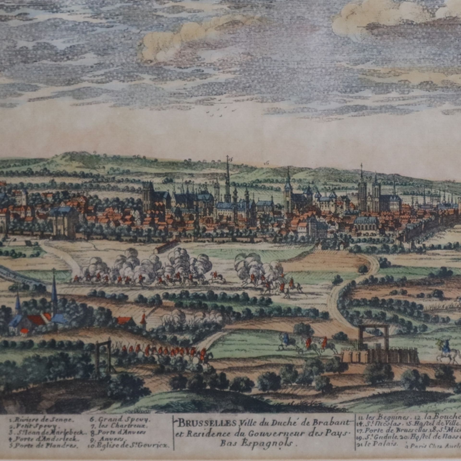 Kleine Panormaansicht von Brüssel - „Brusselles Ville du Duché de Brabant et Residence du Gouverneu - Bild 2 aus 7