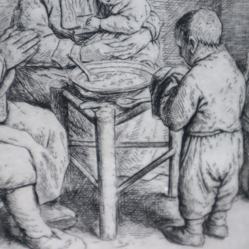 Ostade, Adriaen van - "Das Tischgebet", Radierung auf Bütten, in der Platte signiert und "1653" dat - Image 6 of 7