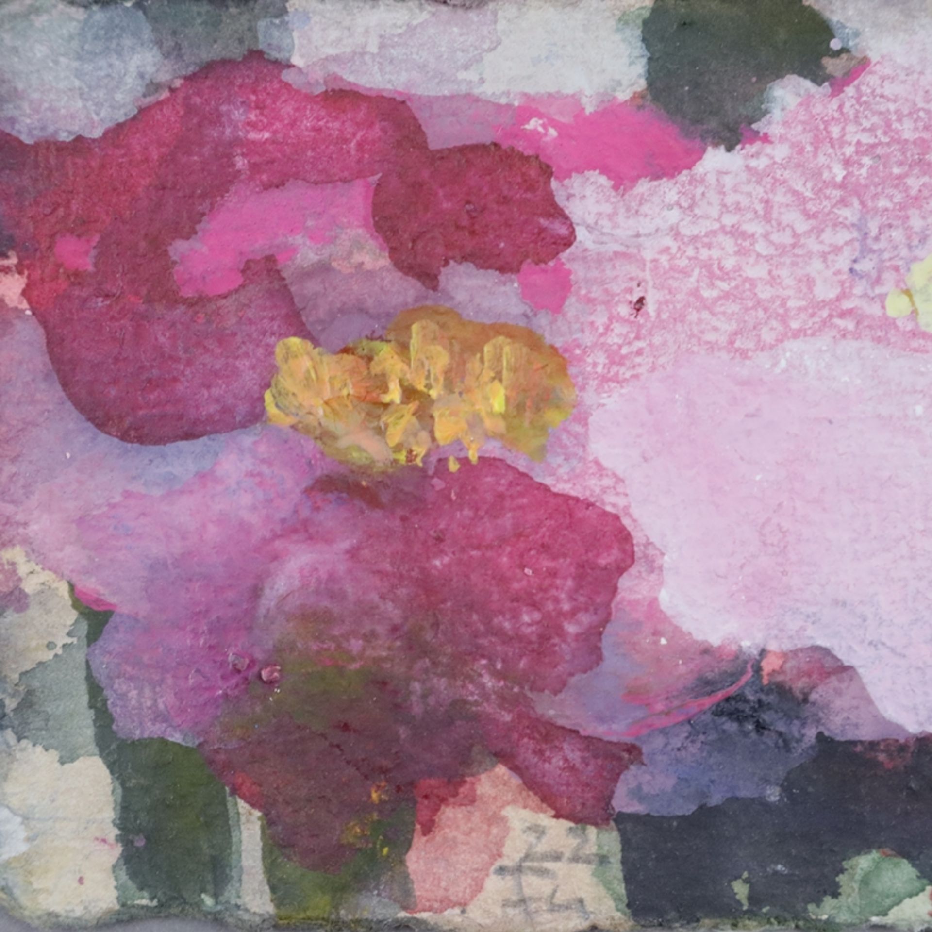 Fußmann, Klaus (*1938 Velbert) - "Rosen, rot, rosa", 2022, Aquarell/Gouache, unten handsigniert, Bl - Bild 2 aus 5