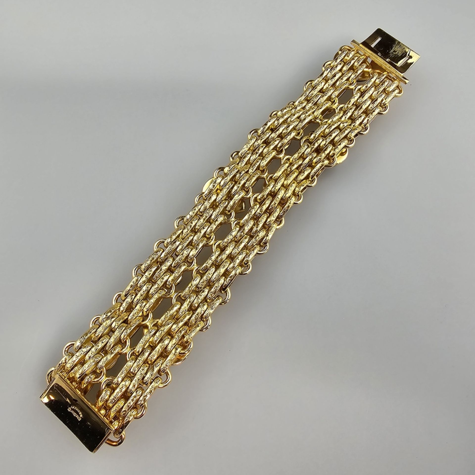 Großes DIOR Vintage-Armband - Christian Dior, Metall goldfarben, zweireihiges Armband mit versetzt  - Bild 6 aus 6