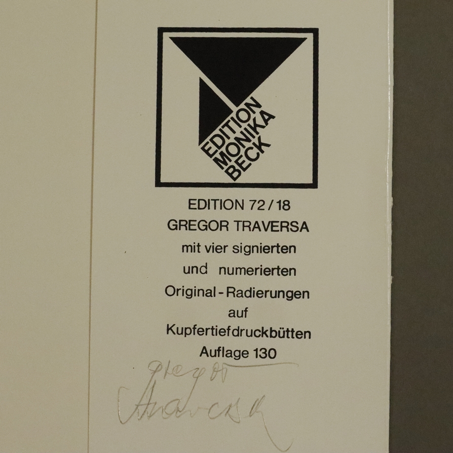 Traversa, Gregor (1941 Graz - 2007 ebenda) - Mappe mit vier Radierungen auf Bütten, Edition Monika - Image 8 of 8