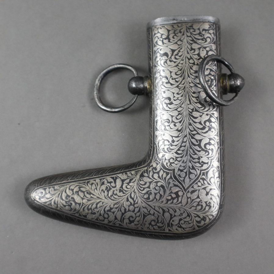 Silbertauschierter Eisen-Khanjar /-Jambyia - Indien 20.Jh., geschwungene zweischneidige Klinge mit - Image 5 of 7