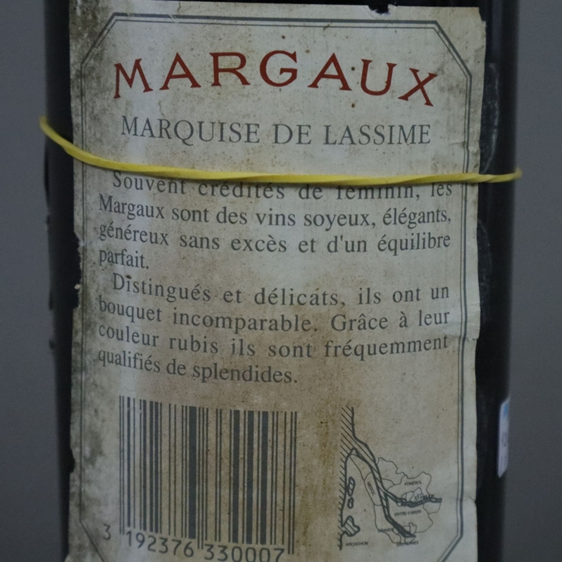 Weinkonvolut - 3 Flaschen 1987 Margaux, Marquise de Lassime, France, 75 cl, Füllstand: Top Shoulder - Bild 5 aus 7