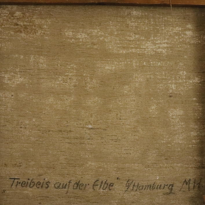 Heidelmann, Max (XIX-XX) - "Treibeis auf der Elbe", Öl auf Leinwand, unten rechts signiert mit Zusa - Image 10 of 11
