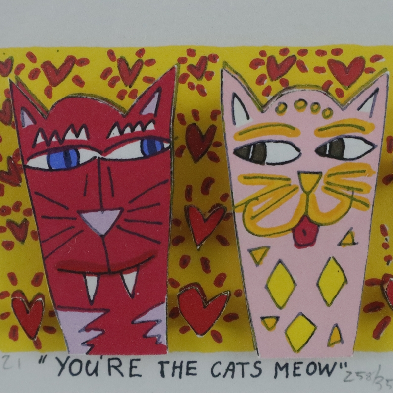 Rizzi, James (1950-New York-2011) -"You're the Cats Meow", 1990, 3-D-Farblithographie, unten in Ble - Image 2 of 4