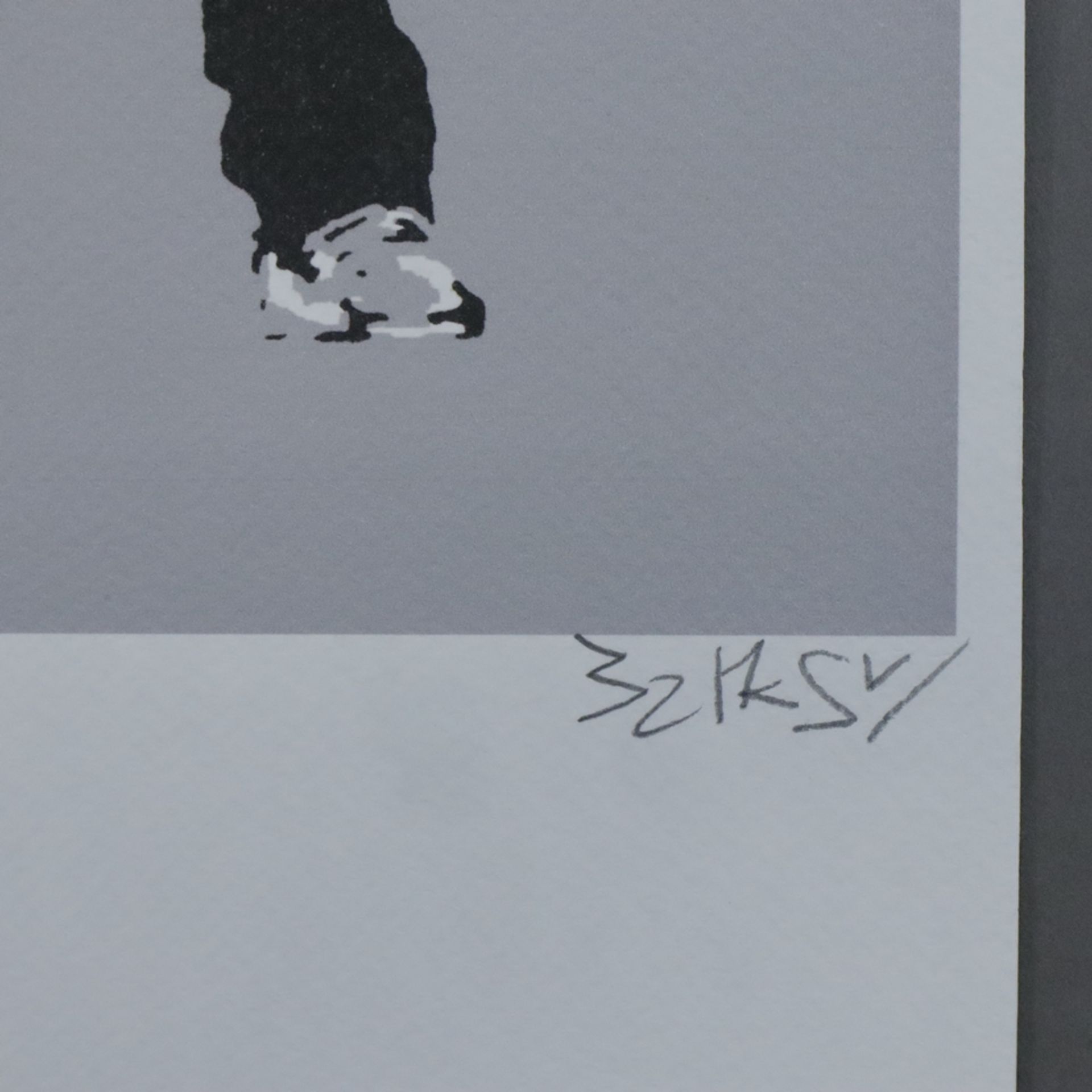 Banksy - "Haring dog", Farblithografie auf Bütten mit Blindstempel, unten rechts mit Signatur "Bank - Bild 4 aus 4