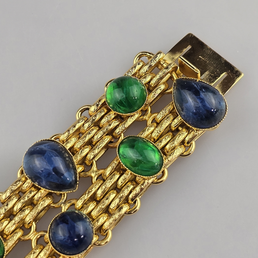 Großes DIOR Vintage-Armband - Christian Dior, Metall goldfarben, zweireihiges Armband mit versetzt - Image 5 of 6