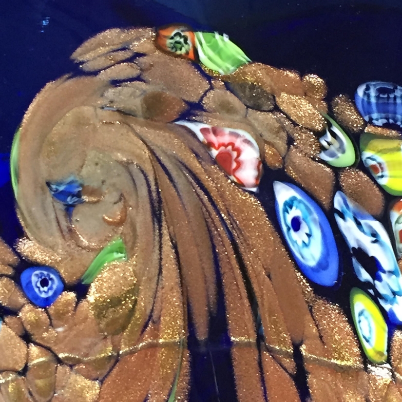 Glasvase - mehrfach gefaltete Wandung, blaues Glas, Dekor mit farbigen Murrinen und Goldfluss-Einsc - Image 3 of 7
