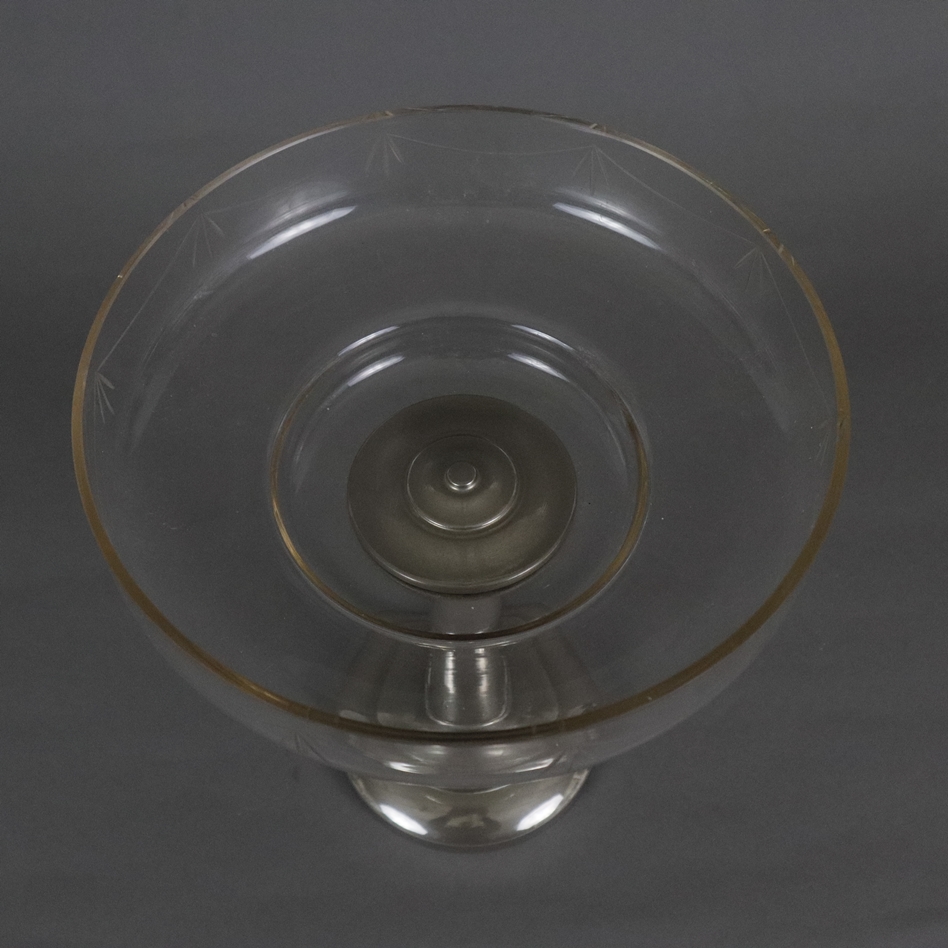 Jugendstil-Aufsatzschale / Tazza - silberfarbener Fuß mit rundem gestuftem Stand und konischem Scha - Image 4 of 5