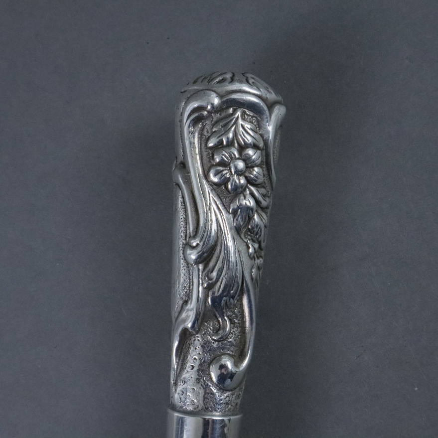 Reitgerte - Italien, floral verzierter Silberknauf aus Sterling Silber von 7,9 cm-Länge, gestempelt - Image 6 of 7
