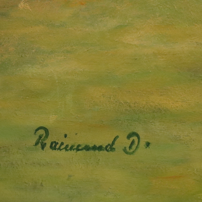 Raimond, D. -spätes 20.Jh.- Frühlingsidylle im Park, Öl auf Hartfaser, ca. 70 x 60 cm, links unten - Image 9 of 10