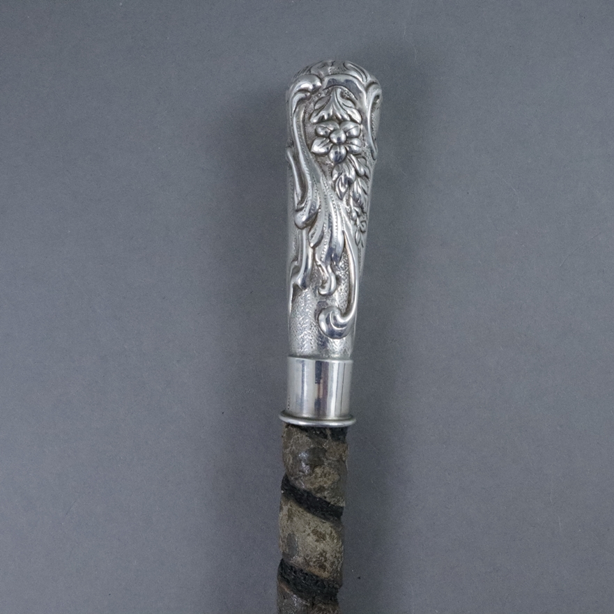 Reitgerte - Italien, floral verzierter Silberknauf aus Sterling Silber von 7,9 cm-Länge, gestempelt - Image 5 of 7