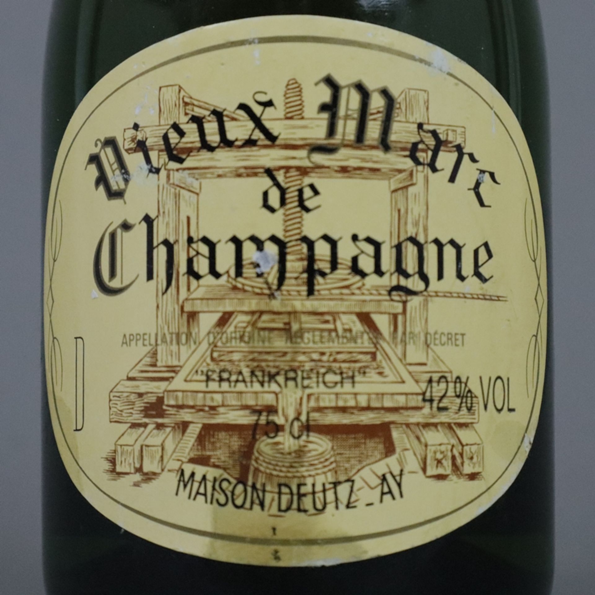 Vieux Marc de Champagne - Maison Deutz, Frankreich, alc. 42%, 75 cl, Füllstand: Upper Shoulder - Image 4 of 5