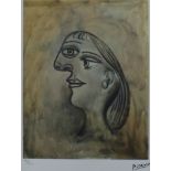 Picasso, Pablo (1881 Malaga -1973 Mougins, nach) - Kubistisches Frauenportrait, Farboffsetlithograf