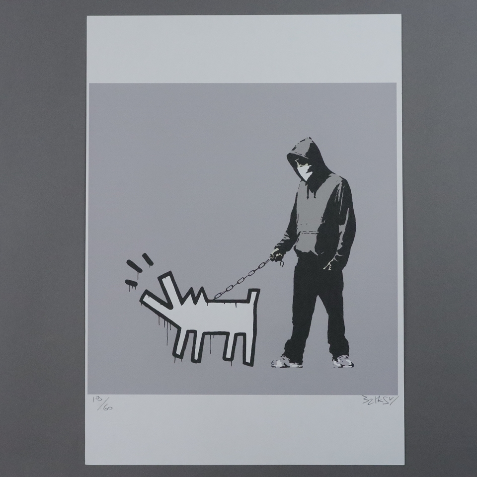 Banksy - "Haring dog", Farblithografie auf Bütten mit Blindstempel, unten rechts mit Signatur "Bank - Image 2 of 4